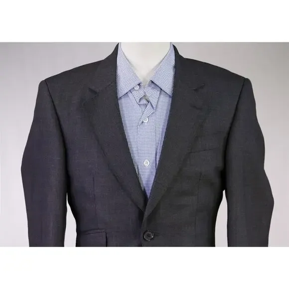 Stanley Ley Legal Outfitters Gray Plaid Wool 2-Btn Blazer Jacket 36S